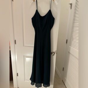 Gown spaghetti strap dark green almost black zipper back lined size 16 Emperor